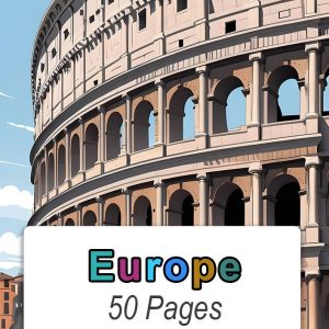 Exploring Europe: 50 Page Digital Coloring Book
